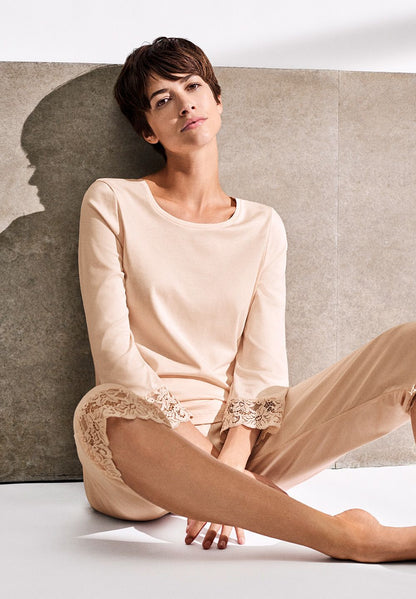 Hanro Basic Moments Nw Moments Nw 3/4 Slv Pajama (077928) Crystal Pink