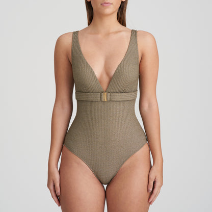 Marie Jo Swim Tinjis Plunge Swimsuit Wireless (1006932) Golden Olive