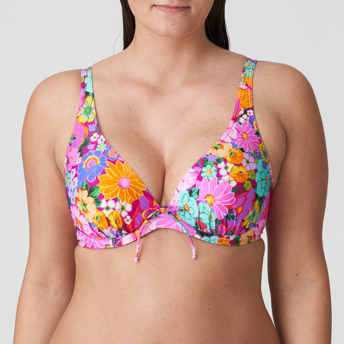 Primadonna Swim Najac Half Padded Plunge Bikini Top (4011019) Floral Explosion